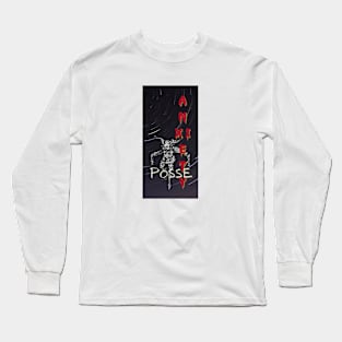 Anxiety Posse Collection-B&W Creature with Red and LIme Lettering Long Sleeve T-Shirt